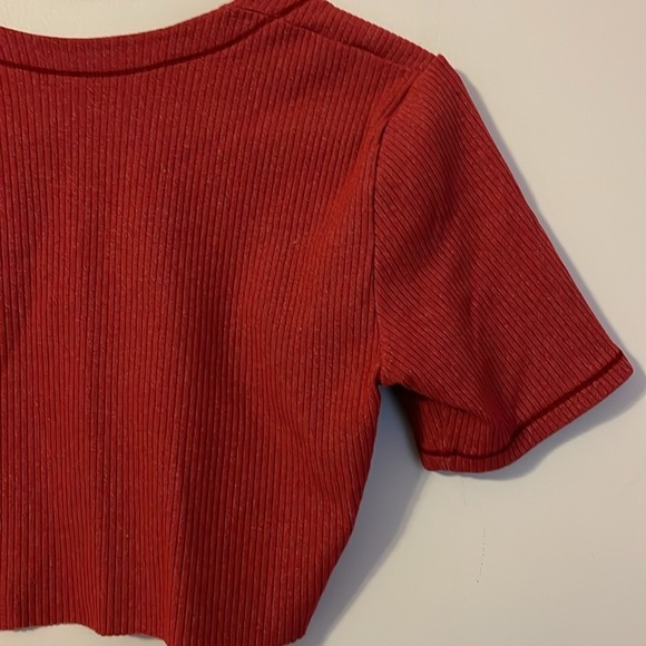 Harley Davidson Embroidered Ribbed Crop Top Maroon size M - Picture 12 of 14